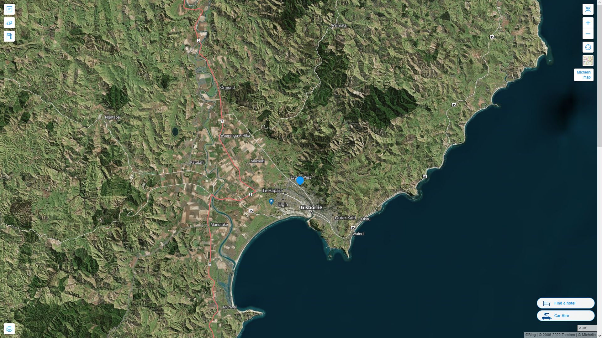 	Gisborne	 Highway and Road Map with Satellite View